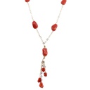 Collana corallo burattato - Oro 18kt, peso totale 16,8gr