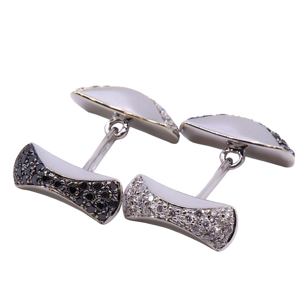 Gemelli - Brillanti neri e bianchi 0,40ct, G-VS1 oro 18kt, peso totale 8,9gr