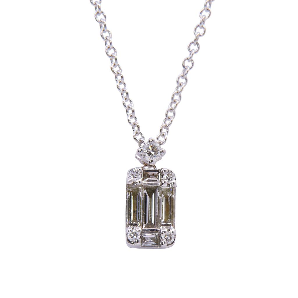 Collana punto luce - Brillanti 0,34ct, F-VS1, oro 18kt, peso totale 4,5gr