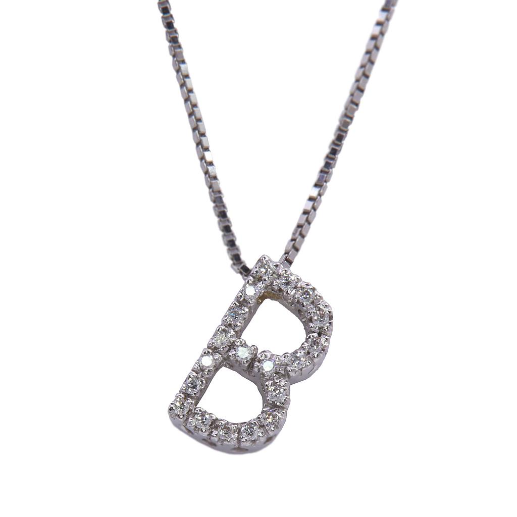 Collana lettera B - Brillanti 0,10ct. G-VS1, oro 18kt. peso totale 3,70gr