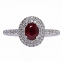 Anello - Rubino 0,78ct brillanti 0,46ct F/G-VVS in oro 18kt, peto totale 3,6 gr