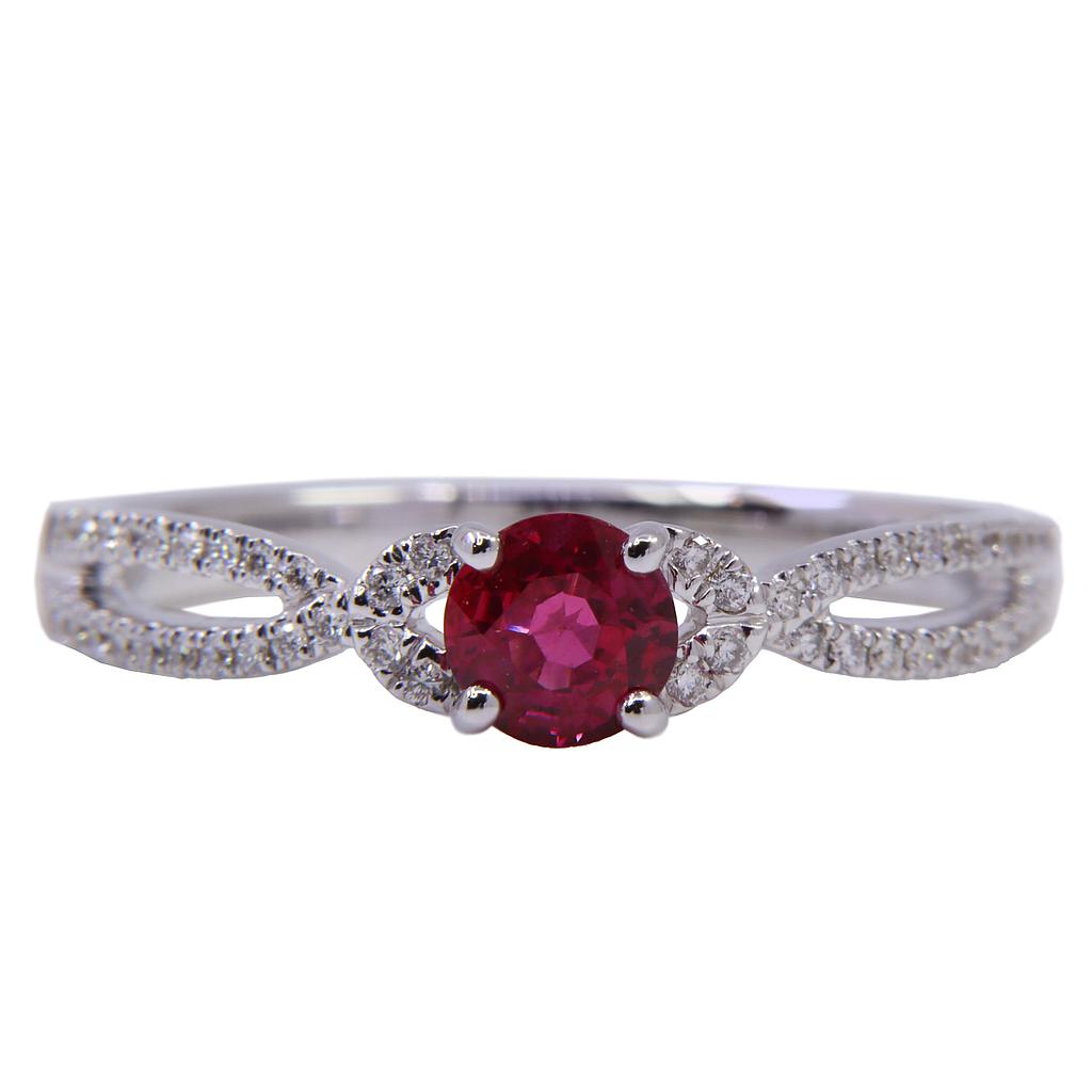 Anello - Rubino 0,51ct. brillanti 0,15ct. F/G-VVS in oro 18kt. 3gr