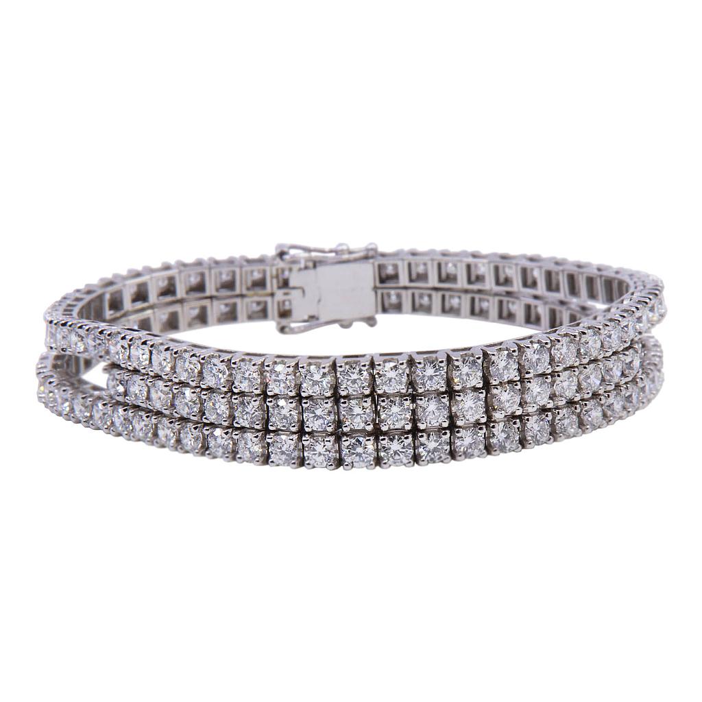 Bracciale tennis - Brillanti 12,83ct. F/G -VVS, oro 18kt. peso totale 32,70gr