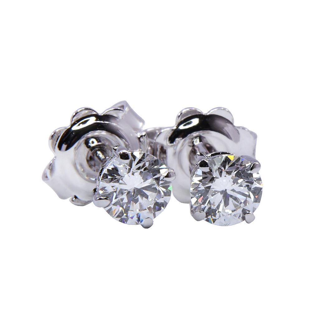 Orecchini punto luce - Brillanti 0,80ct. D-VS1, oro 18kt. peso totale gr.1,4