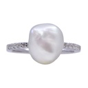 Anello perla barocca - Brillanti 0,06ct. G-VS in oro 18kt.
