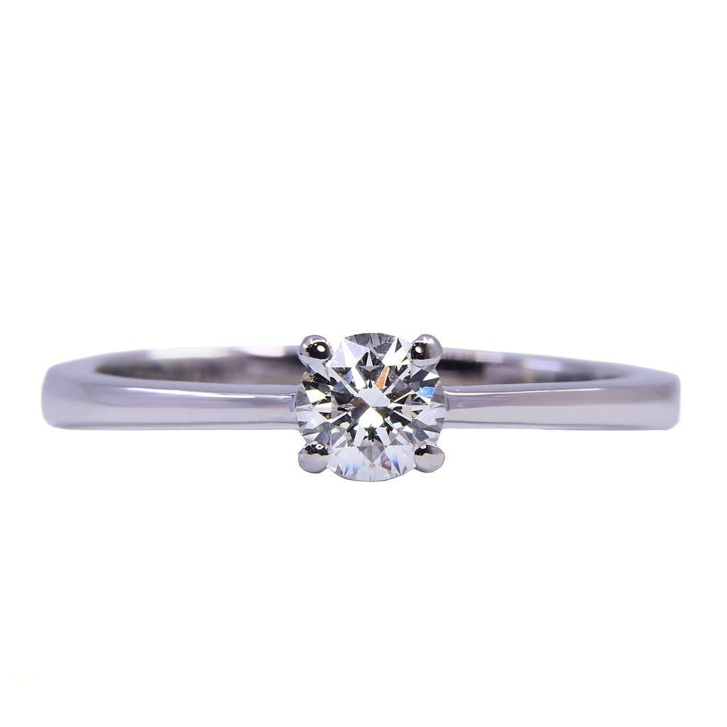 Anello solitario - Brillante 0,40ct. D-VS1, oro 18kt. peso totale di gr.3,90