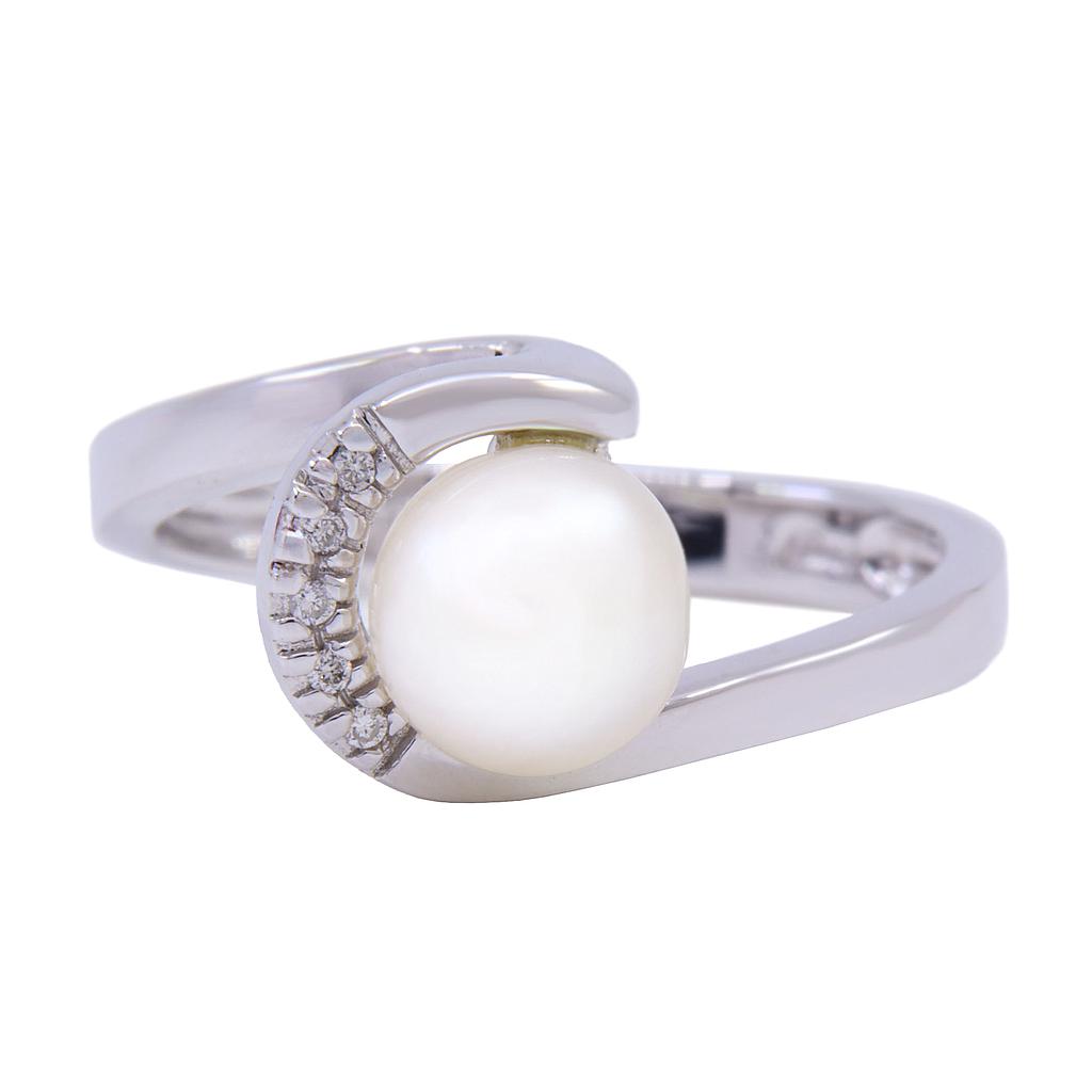 Anello perla - Oro 18kt. peso totale 3,9 gr