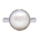 Anello perla - Brillanti 0,21ct. G-VS in oro 18kt.