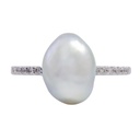 Anello perla barocca - Brillanti 0,06ct. G-VS in oro 18kt.