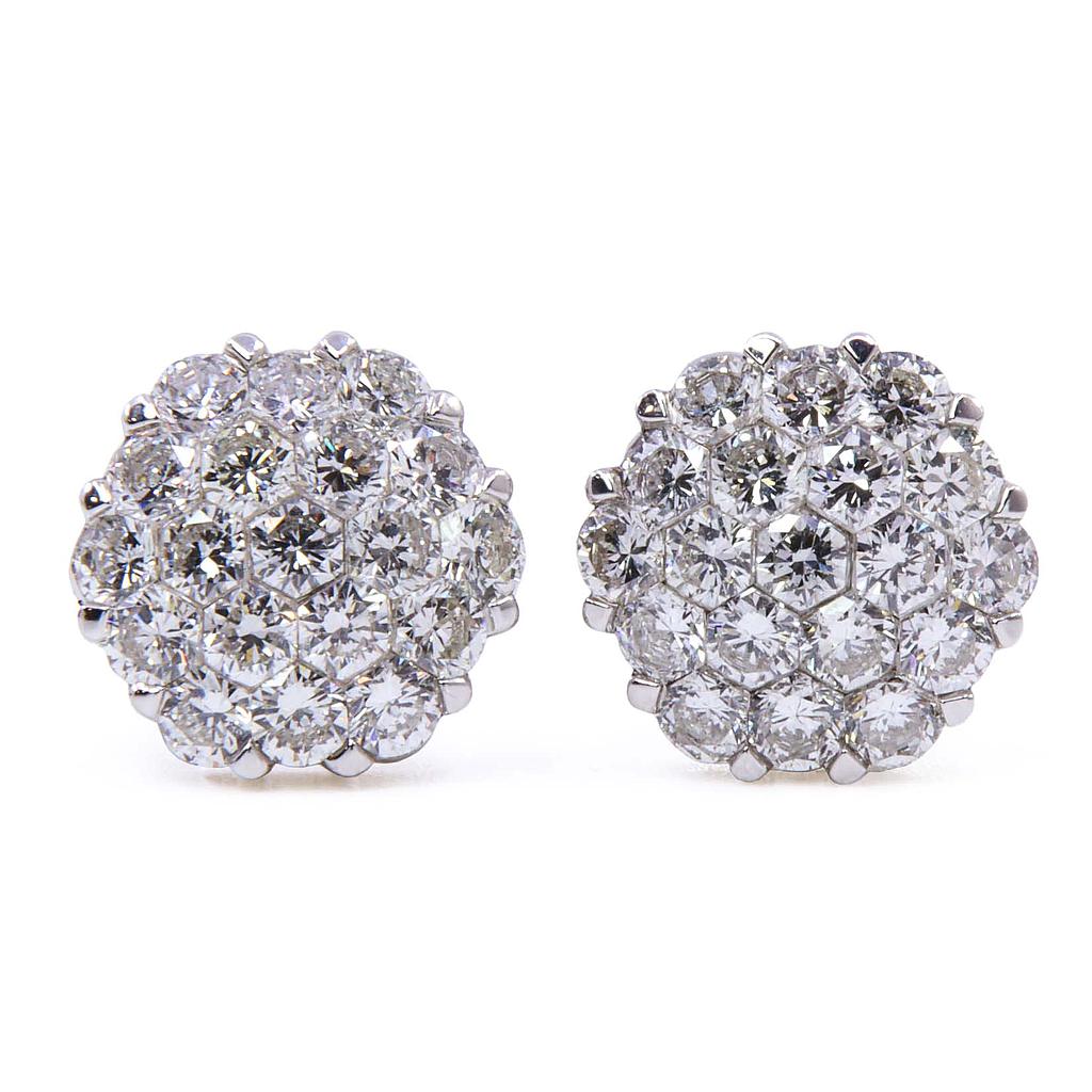 Orecchini esagono pavé - Brillanti 1,94ct. G-VS, oro 18kt. peso totale 3,7gr