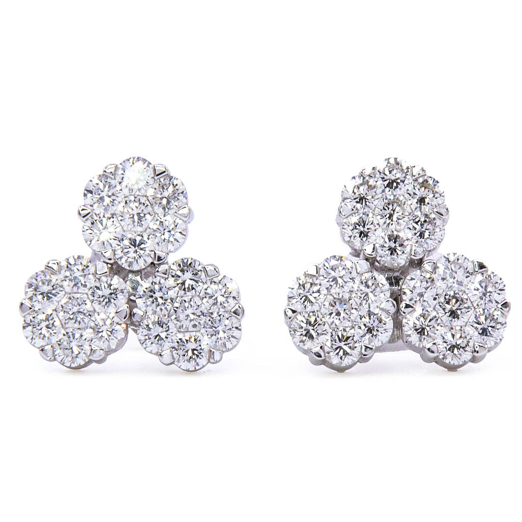 Orecchini tre cerchi - Brillanti 1,48ct. G-VS, oro 18kt. peso totale 3,2gr