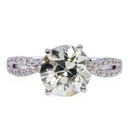 Anello solitario - Diamante Old European Cut 2,98ct.+0,28ct. O-P-VVS2, oro bianco 18kt. e pavé di brillanti