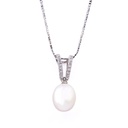Collana con perla - Brillanti 0,10ct. G-VS, oro 18kt di 8,20gr
