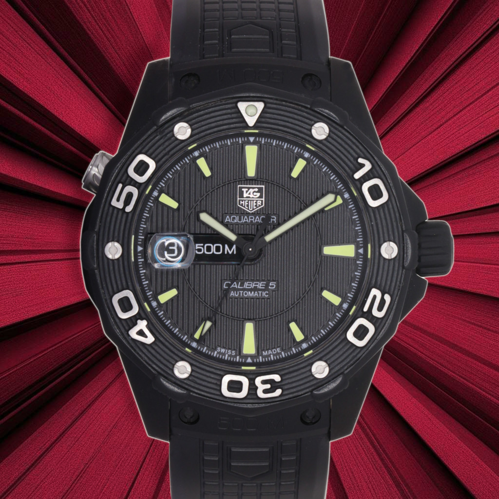 TAG HEUER AQUARACER WAJ2180, Titanium LIMITED ED., 500 MT AUTOMATIC, CAUCCIU, 2011, TAG BOX & PAPERS