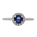 Anello - Zaffiro 0,85ct. brillanti 0,25ct. F/G-VVS in oro 18kt. 5,5gr