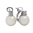 Orecchini con perle giapponesi - Brillanti 0,20ct. G-VS1, oro 18kt.