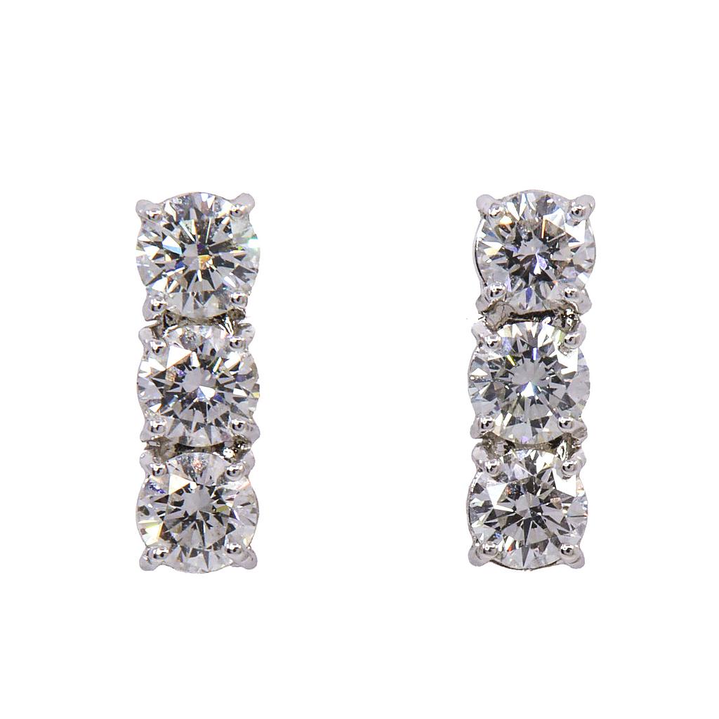 Orecchini Trilogy - Brillanti 2,4ct. G-VVS, oro 18kt.