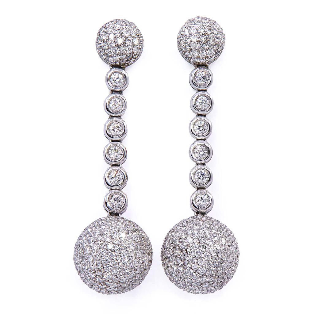 Orecchini sfere pavé - Brillanti 5,84ct. F-VVS, oro 18kt.