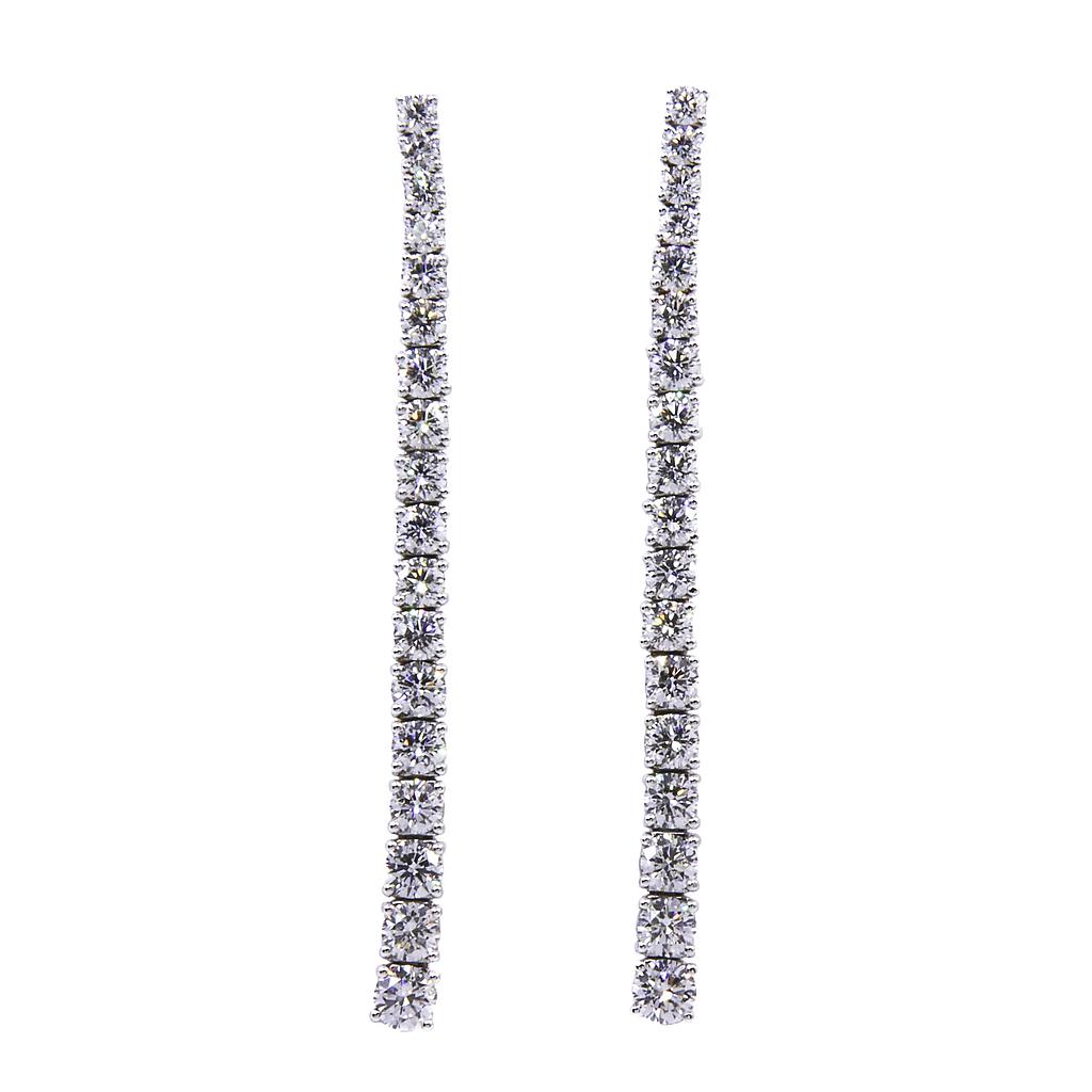 Orecchini tennis - Brillanti 3,51ct. F-VVS, oro 18kt.