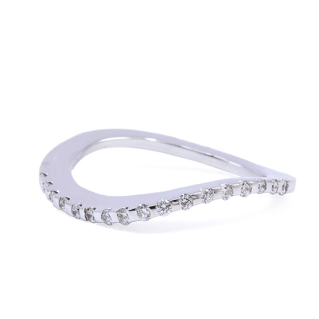 Anello veretta onda - Brillanti 0,10ct. G-VS1, oro 18kt. peso totale 3,10gr