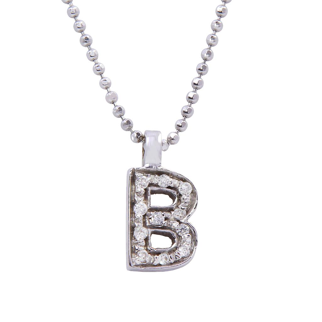 Collana lettera B - Brillante 0,06ct. G-VS1, oro 18kt. peso totale 2,60gr