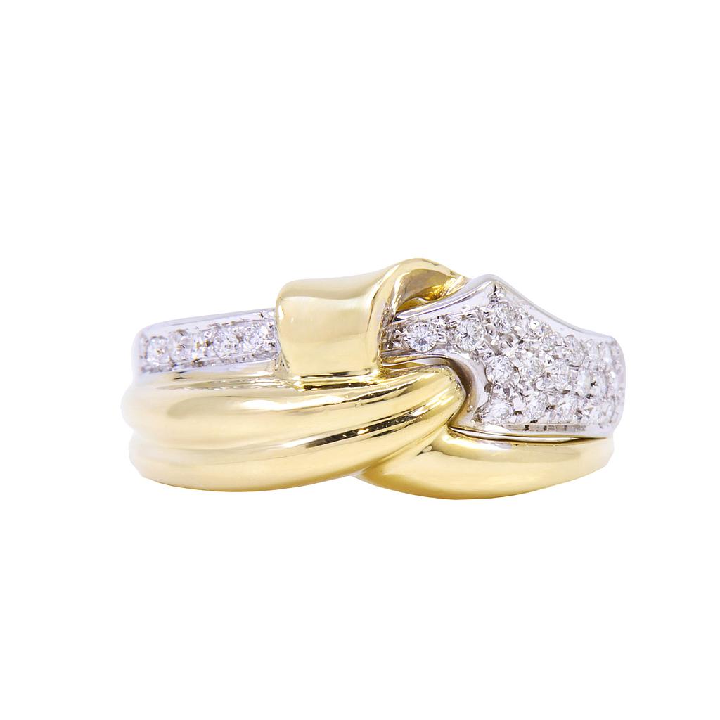 Anello nastro - Brillanti 0,20ct. G-VS1, oro 18kt. peso totale 7,30gr