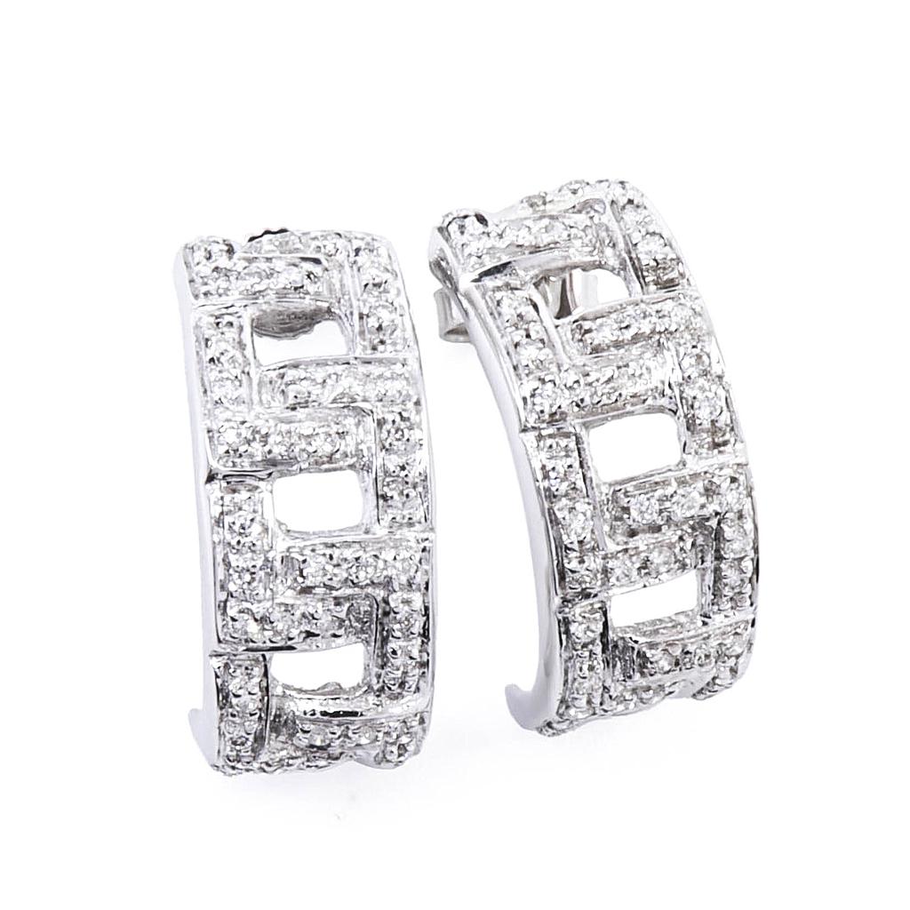 Orecchini semicerchi - Brillanti 0,40ct. G-VS1, oro 18kt. peso totale 7gr