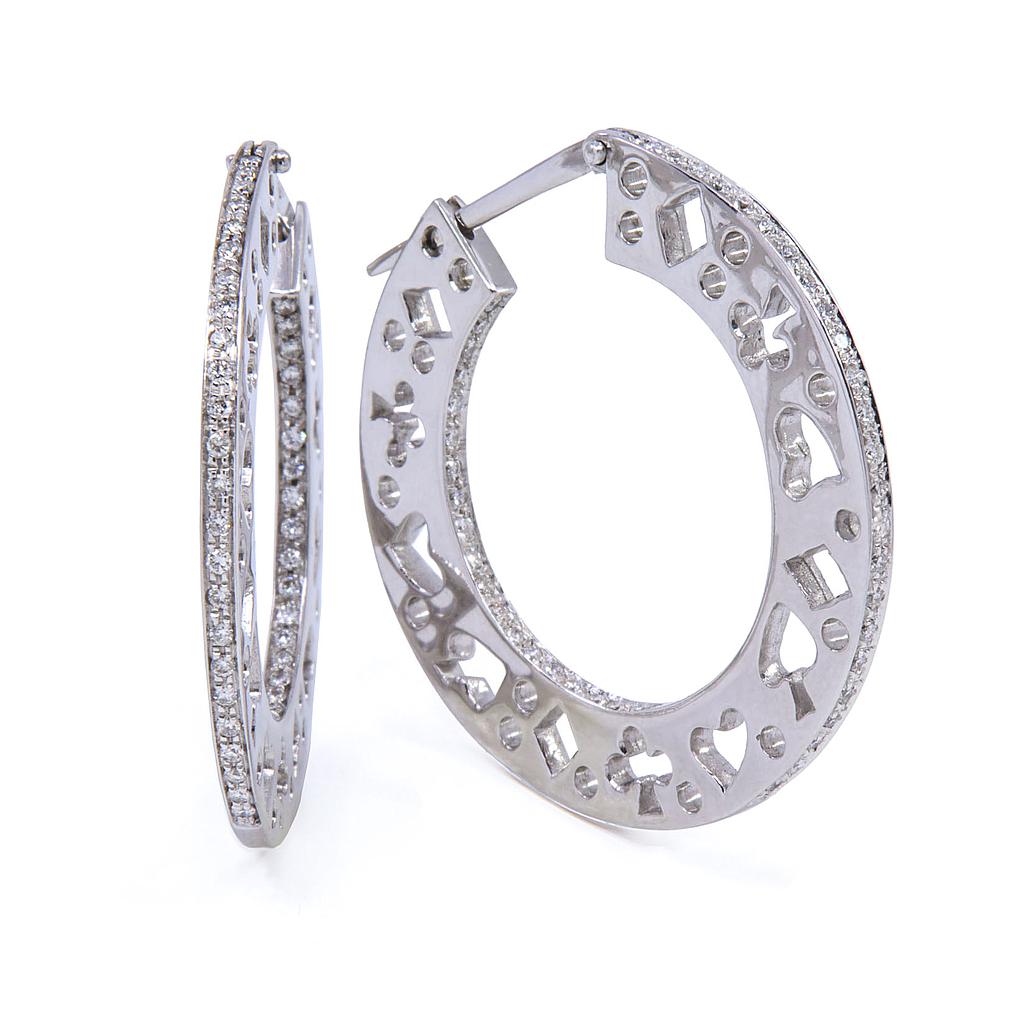 Orecchini cerchi - Brillanti 0,47ct. G-VS, oro 18kt. peso totale 14,6gr