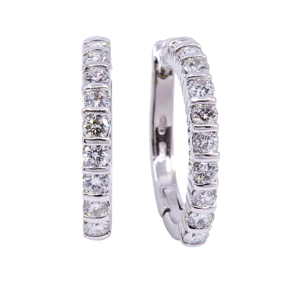 Orecchini cerchi - Brillanti 1,50ct. F/G-VVS, oro 18kt. peso totale 6,9gr