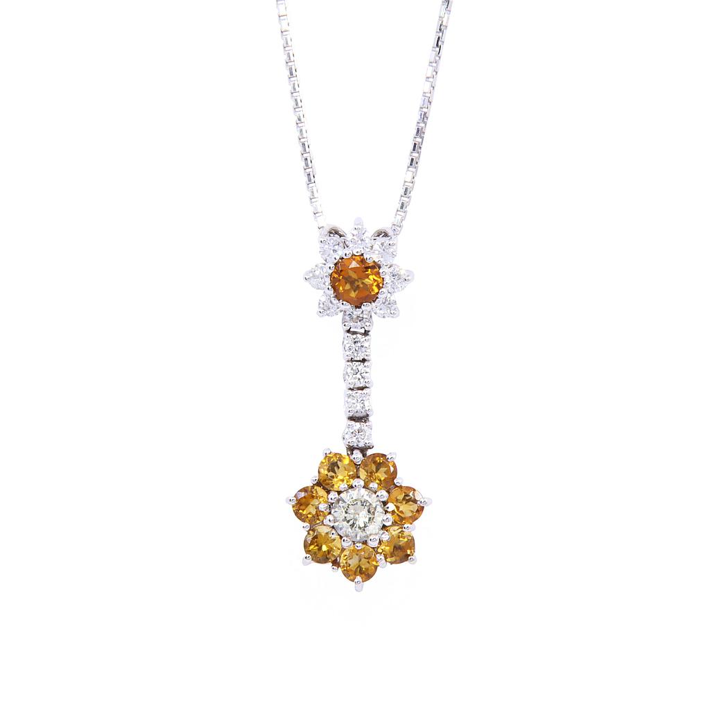 Collana - Zaffiro 0,35ct. brillanti 0,47ct. F-VVS in oro 18kt. peso totale 6,4gr