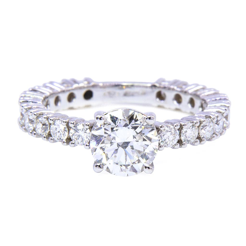 Anello solitario collezione Pantelleria - Diamanti 1,50+1,03ct. F-VS1+F/G-VVS, oro bianco 18kt. 4,3 gr.