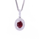 Collana - Rubino 0,85ct. brillanti 0,60ct F-VVS in oro 18kt. peso totale 3,9gr