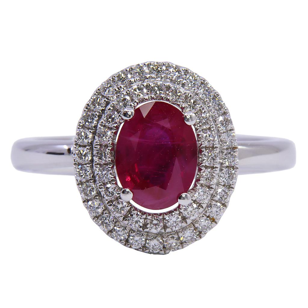 Collana - Rubino 1,32ct. brillanti 0,45ct. F-VVS in oro 18kt. peso totale 5gr