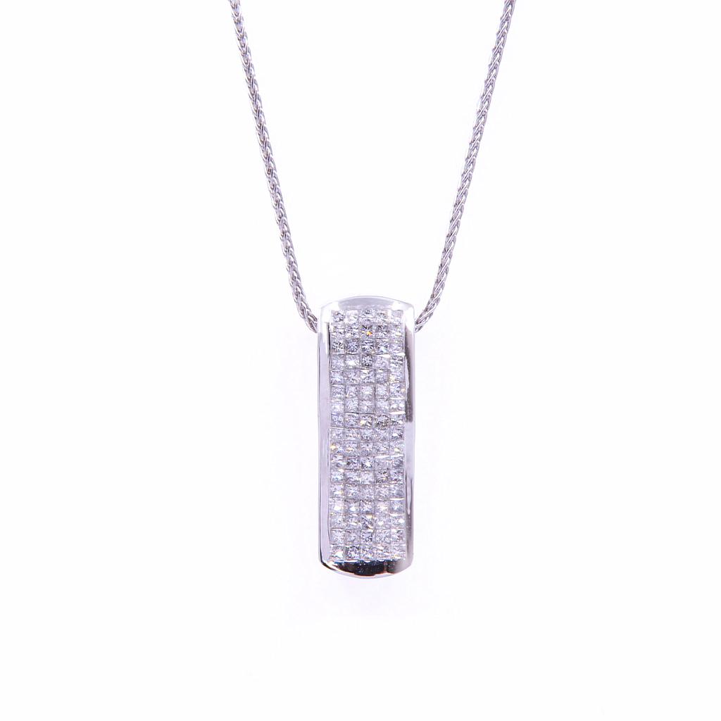 Collana pendente onda - Brillanti 0,84ct. G-VS, Oro 18kt, peso totale 8,5gr