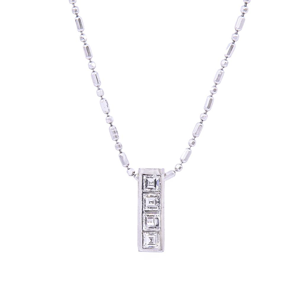 Collana Rettangolo - Brillanti 0,35ct. oro 18kt, peso totale 1,80gr