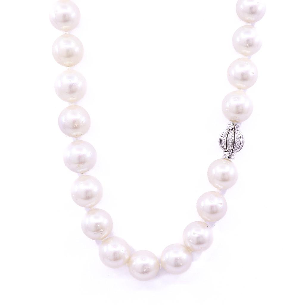 Collana perle australiane - Brillanti 0,50ct. susta in oro 18kt