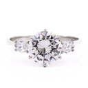 Anello solitario - Brillante 2,11ct. I-SI1,oro bianco 18kt. laser inciso