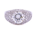 Anello solitario con pavé - Brillante centrale 2,32ct. I-IF in oro bianco 18kt.