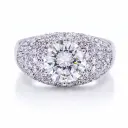 Anello solitario con pavé - Brillante centrale 2,32ct. I-IF in oro bianco 18kt.