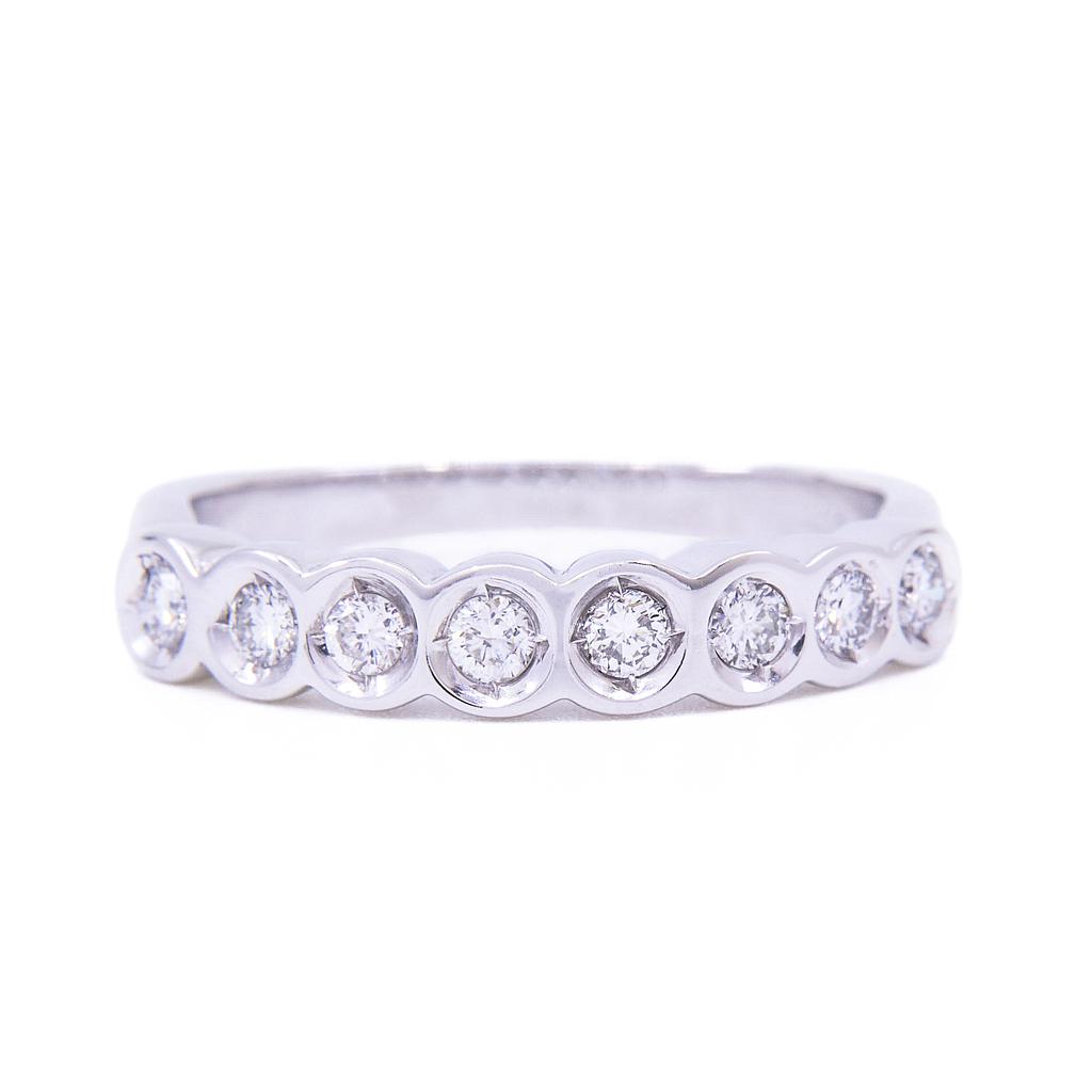 Anello veretta - Brillanti 0,50ct. G-VS, oro bianco 18kt.