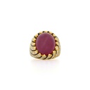 Anello - Brillanti 0,84ct. H-VS1, oro giallo 18 Kt. con pietra rossa