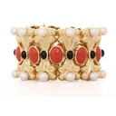 Bracciale alla schiava -Corallo, onice e perle, oro 18kt. peso totale 124,40gr