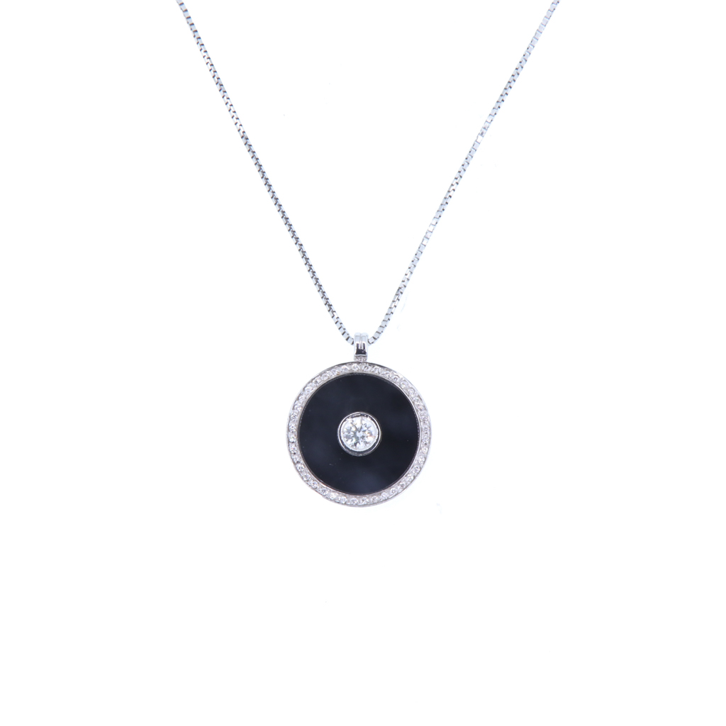 Collana - Onice, brillanti 0,60ct. oro 18kt.