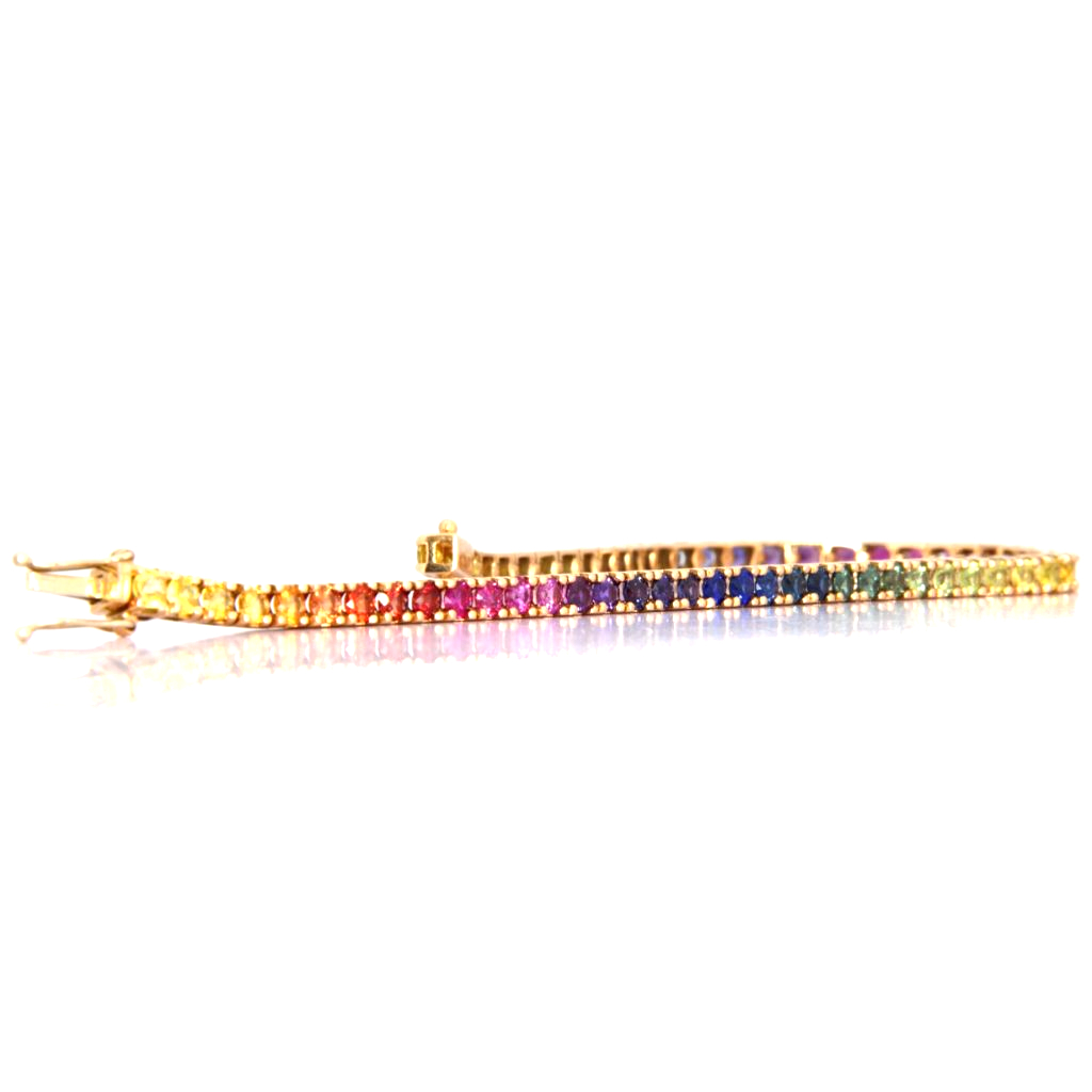  Bracciale tennis con zaffiri colorati di carati 4,25 - Collezione Rainbow - oro rosa 18Kt gr11,34