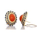 Orecchini - Zaffiri, corallo e brillanti, oro 18kt.