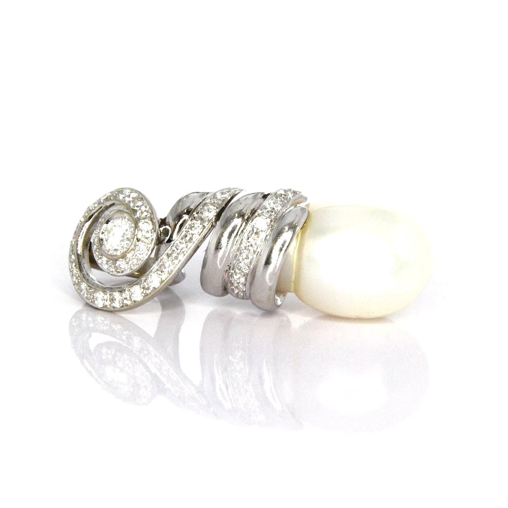 Pendente perla - Brillanti 0,60ct. oro 18kt.