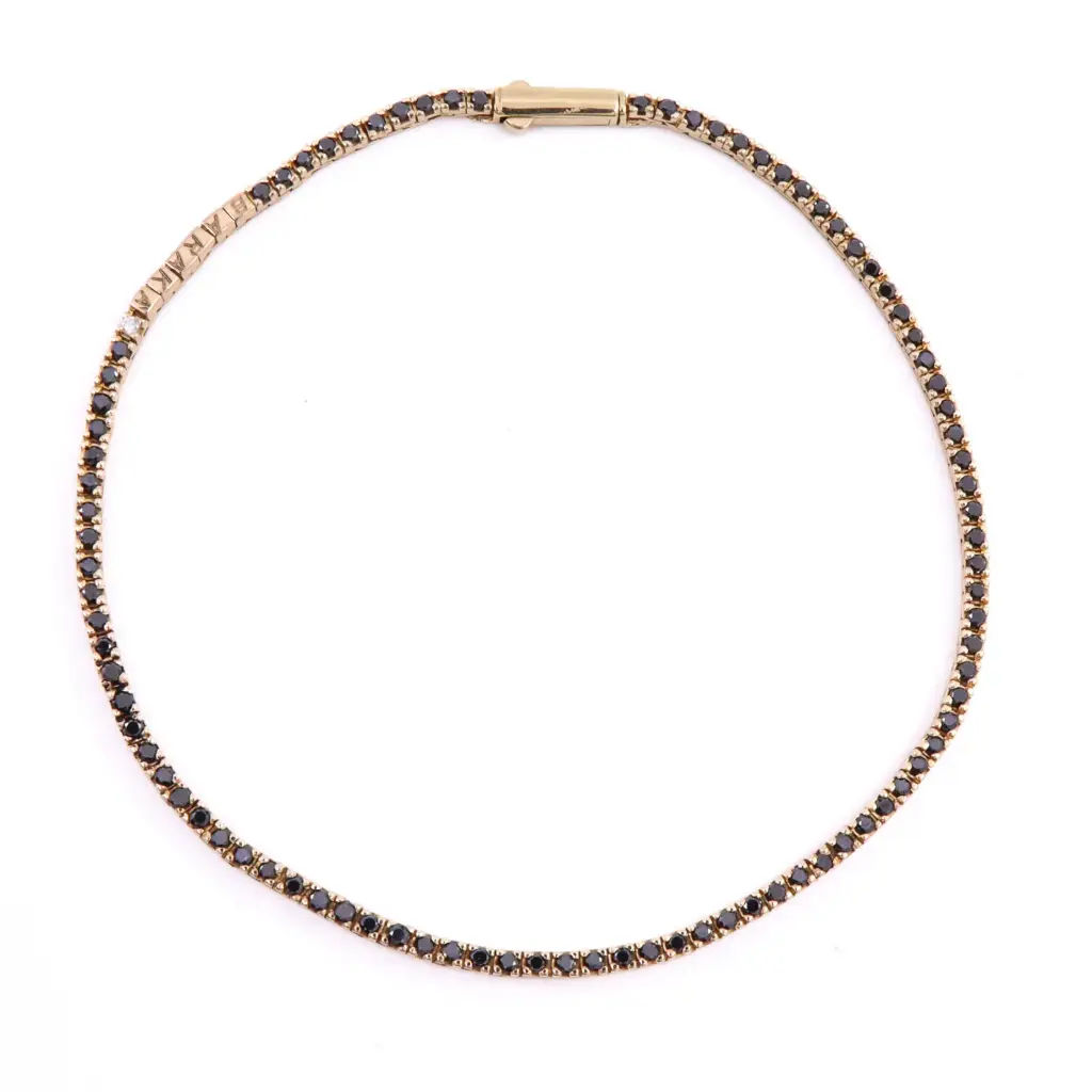 Bracciale tennis Barakà - Brillanti neri e bianchi 1,10ct. oro rosa 18kt. peso totale 6,50gr.