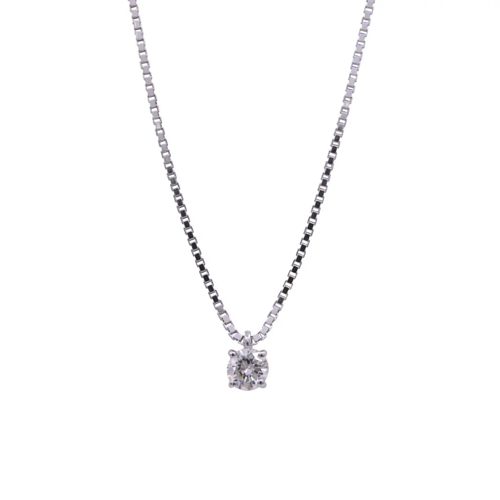 Collana punto luce - Brillante 0,31ct, H-VS1, oro 18kt. certificato IGI