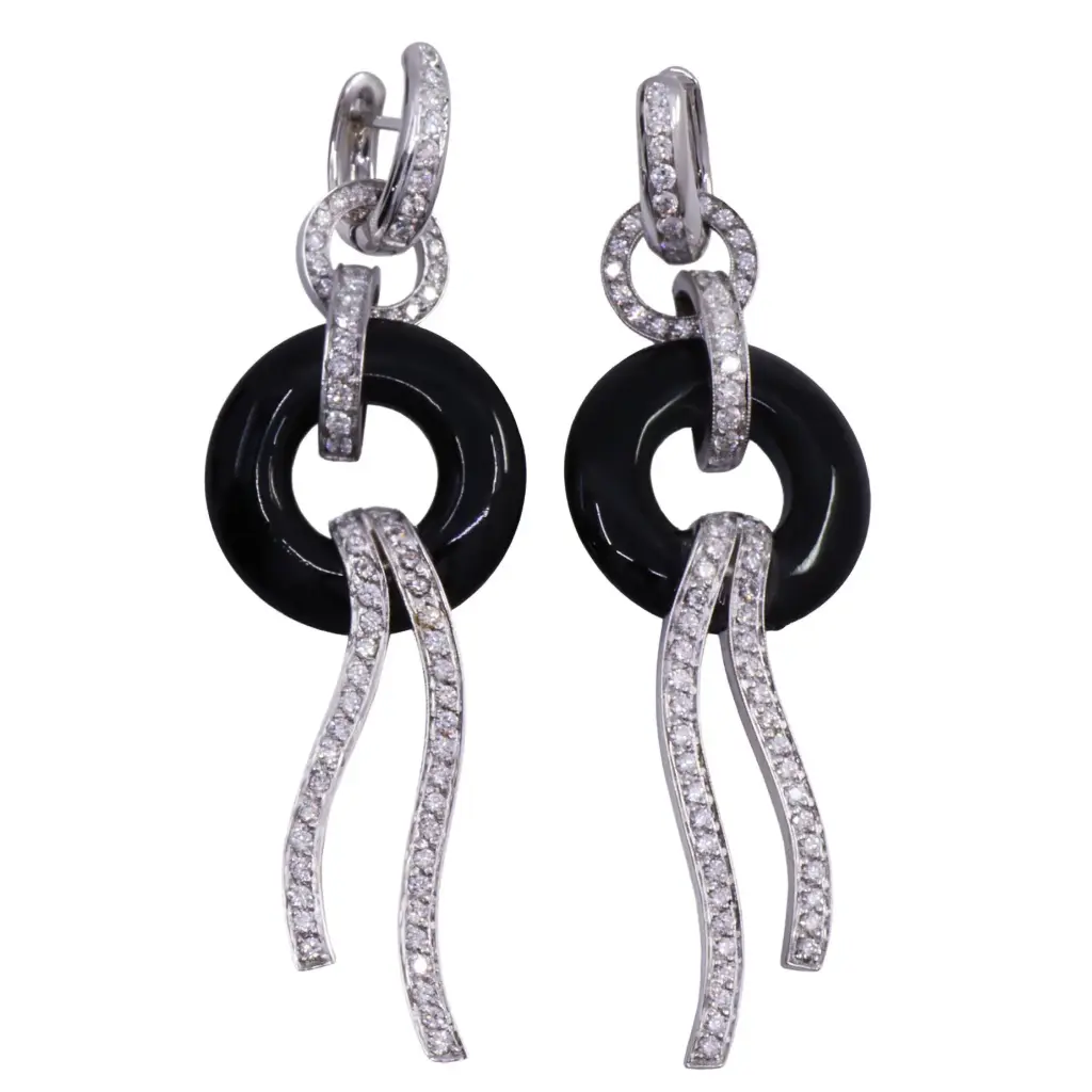 Orecchini - Onice, brillanti 2,14ct. G-VS1 oro 18kt.