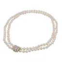 Collana perle coltivate - Brillanti 1,62ct. susta in oro 18kt di 7,90 gr